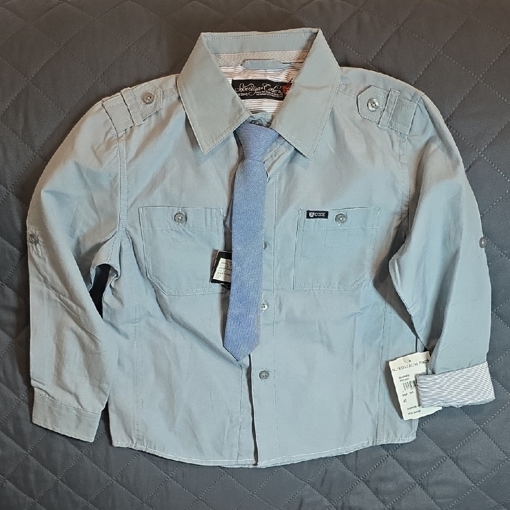 Sovereign Code Button Shirt Tie Set Sz 4T